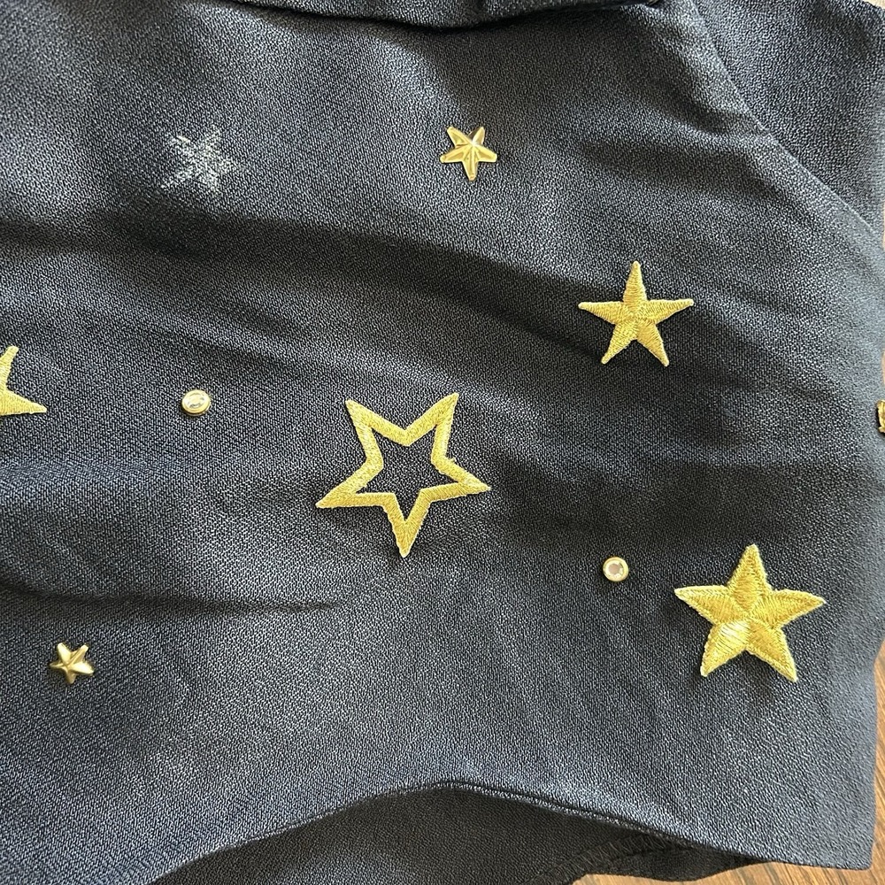 Vintage 90s R&M Richard's Karen Kwong Navy Celestial Embroidered Vest Size 16 - Picture 13 of 16